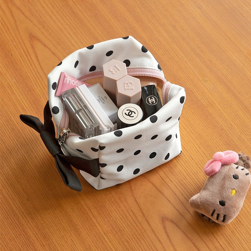 Mini Cube Polka Dot Cosmetic Bag