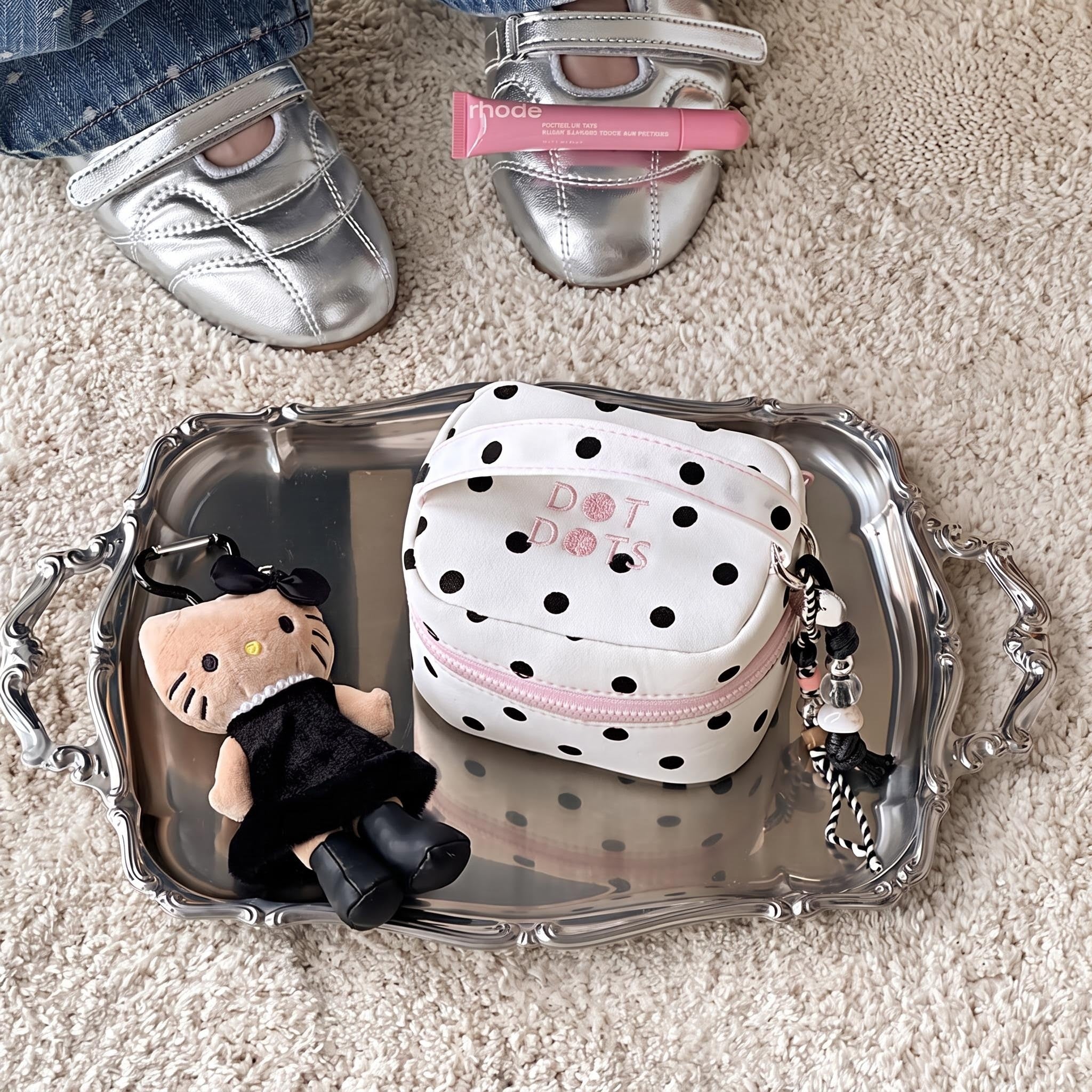 Polka Dot Square Makeup Bag