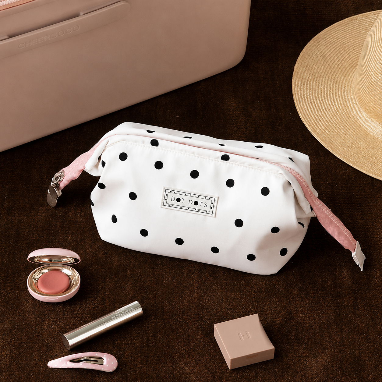 Polka Dot Cosmetic & Toiletry Organizer Travel Bag