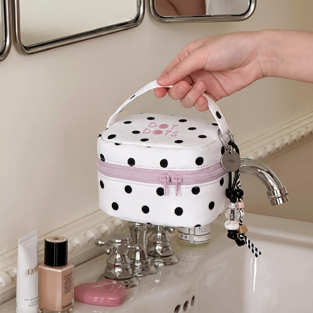 Polka Dot Square Makeup Bag