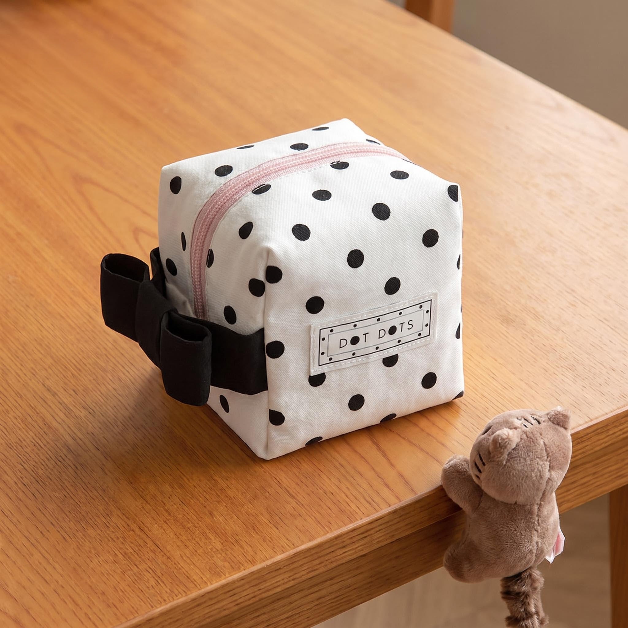 Mini Cube Polka Dot Cosmetic Bag