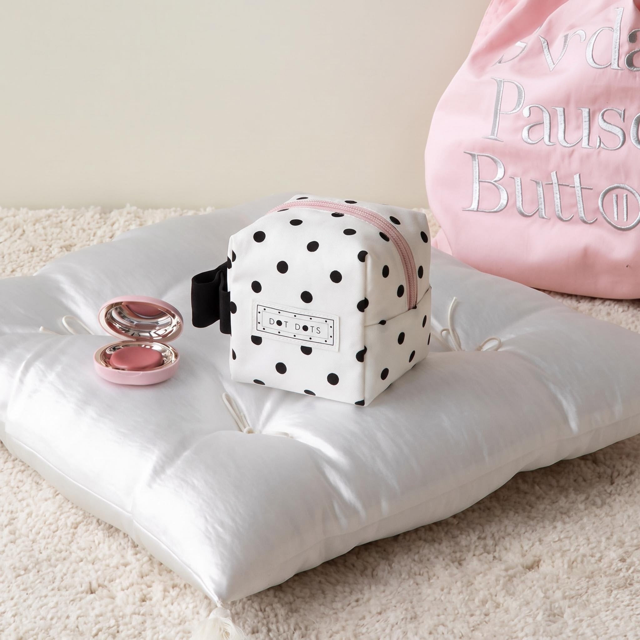 Mini Cube Polka Dot Cosmetic Bag